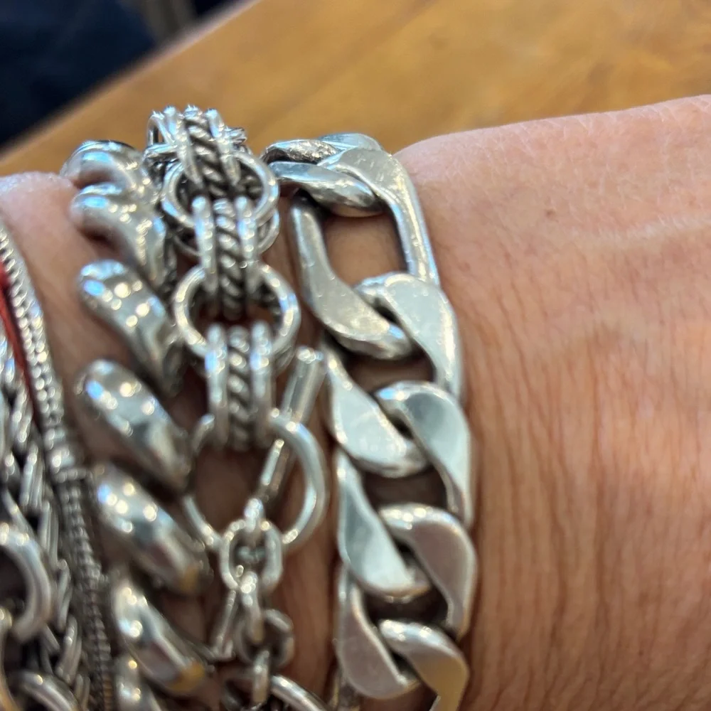 Men's Sterling Silver  Mexico‎ Vintage Figaro Link Chain Bracelet 84 g Heavy